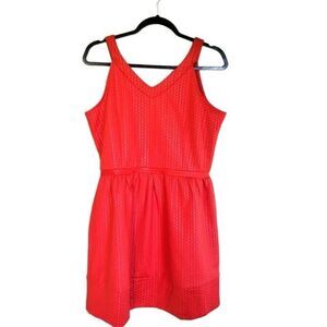 Joy & Co Womens Dress Red M  Fit & Flare Embossed Back Zip Mini New